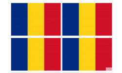 Drapeau Roumanie (4 fois 9.5x6.3cm) - Autocollant(sticker)