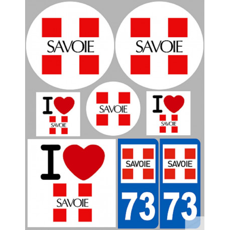 Département 73 la Savoie (8 autocollants variés) - Autocollant(sticker)