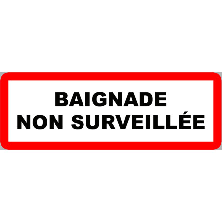 piscine baignade non surveillée - 15x5.3cm - Sticker/autocollant