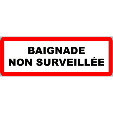 piscine baignade non surveillée - 15x5.3cm - Autocollant(sticker)