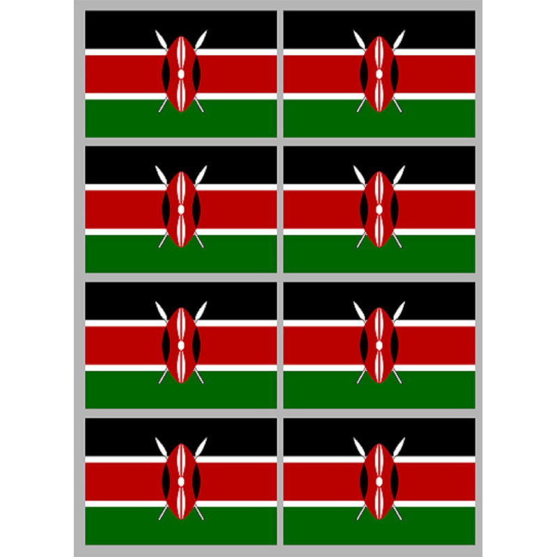 Drapeau Kenya (8 fois 9.5x6.3cm) - Sticker/autocollant