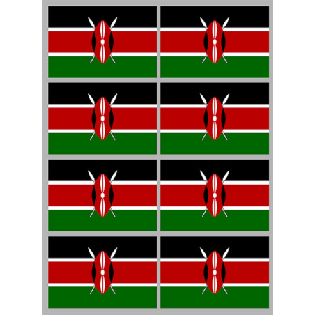 Drapeau Kenya (8 fois 9.5x6.3cm) - Sticker/autocollant