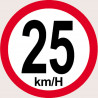 Disque de vitesse 25Km/H bord rouge - 10cm - Autocollant(sticker)