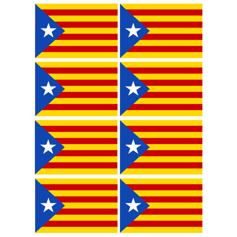 Drapeau Catalan étoilé - 8fois 9.5x6.3cm - Sticker/autocollant
