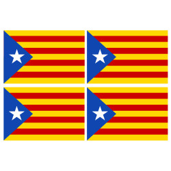 Drapeau Catalan étoilé - 4fois 9.5x6.3cm - Sticker/autocollant