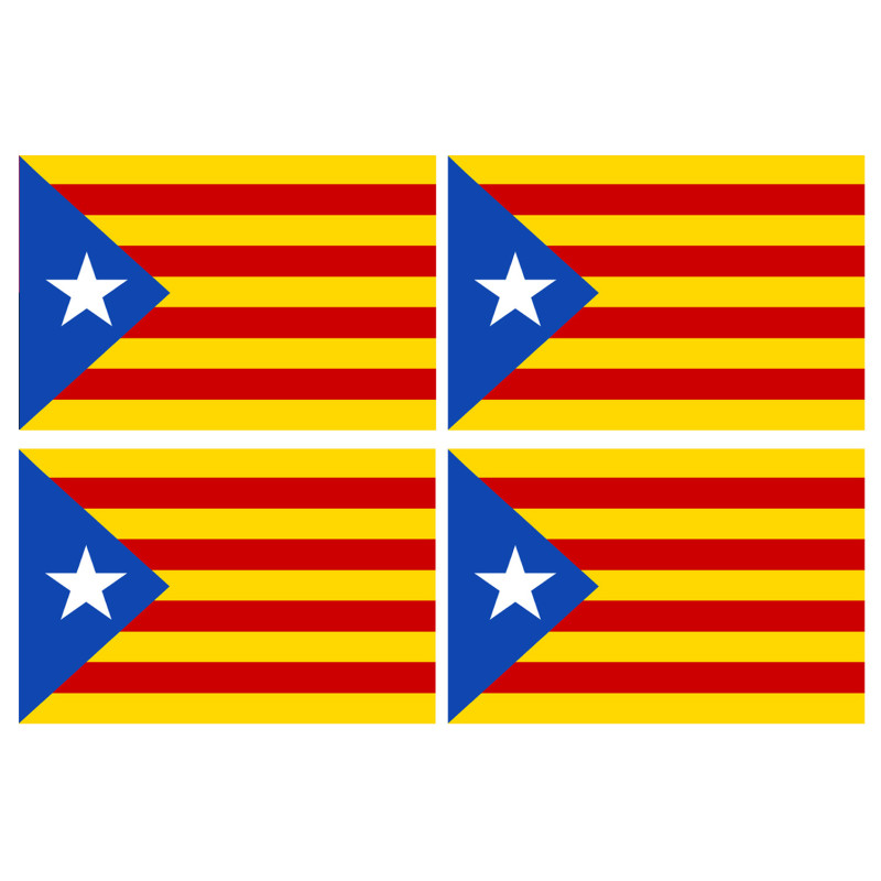 Drapeau Catalan étoilé - 4fois 9.5x6.3cm - Sticker/autocollant