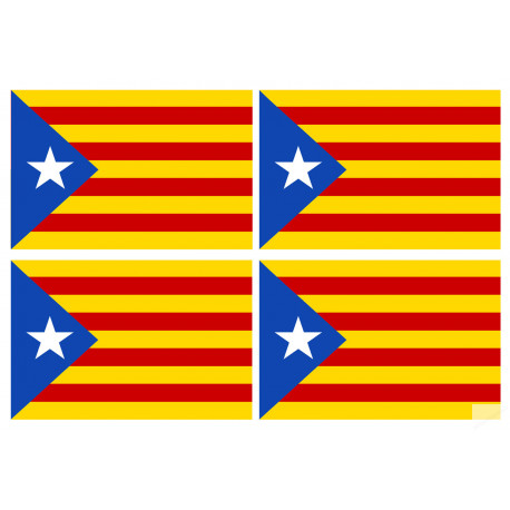 Drapeau Catalan étoilé - 4fois 9.5x6.3cm - Autocollant(sticker)