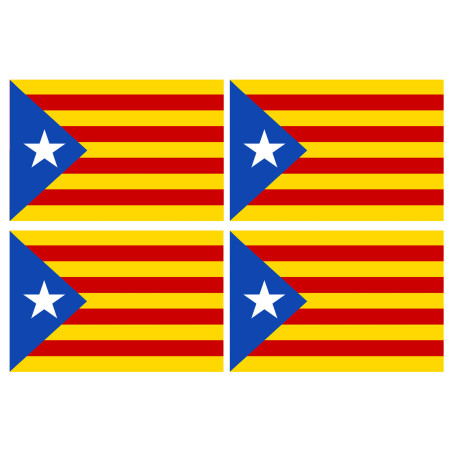 Drapeau Catalan étoilé - 4fois 9.5x6.3cm - Sticker/autocollant
