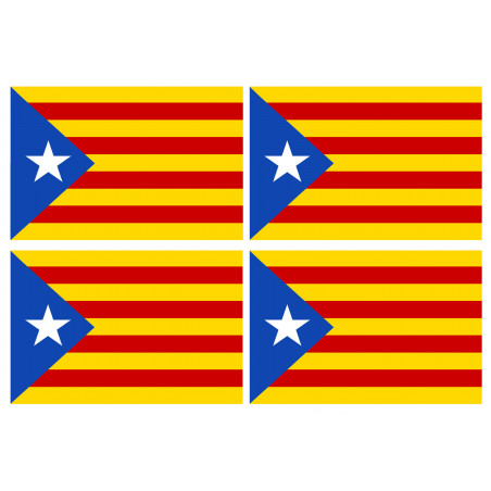 Drapeau Catalan étoilé - 4fois 9.5x6.3cm - Autocollant(sticker)