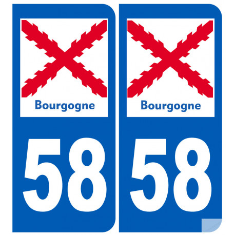 immatriculation 58 Bourgogne - Autocollant(sticker)