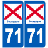 immatriculation 71 Bourgogne - Autocollant(sticker)