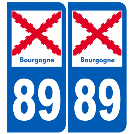 immatriculation 89 Bourgogne - Autocollant(sticker)