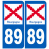 immatriculation 89 Bourgogne - Autocollant(sticker)