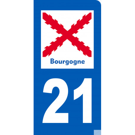 immatriculation motard 21 Bourgogne (3x6cm) - Autocollant(sticker)