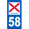 immatriculation motard 58 Bourgogne (3x6cm) - Autocollant(sticker)