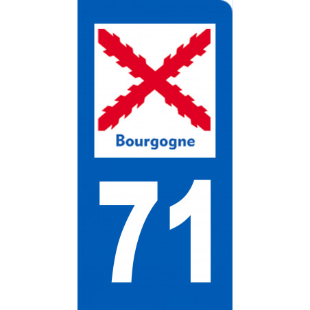 immatriculation motard 71 Bourgogne (3x6cm) - Autocollant(sticker)