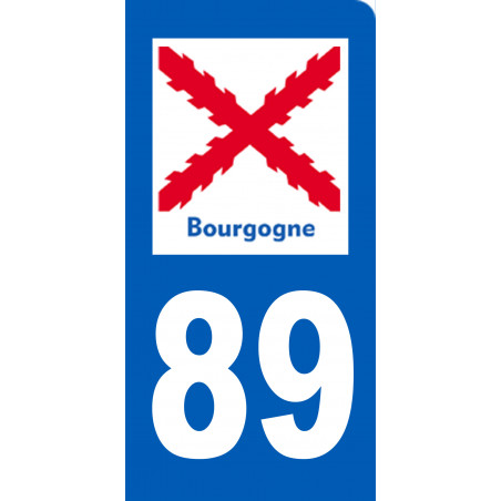 immatriculation motard 89 Bourgogne (3x6cm) - Autocollant(sticker)
