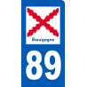 immatriculation motard 89 Bourgogne (3x6cm) - Autocollant(sticker)