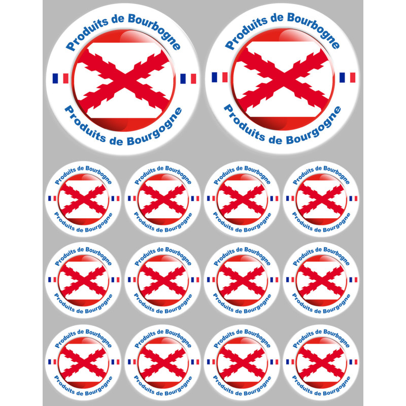 Planche Produits de Bourgogne - 2fois 10cm, 12fois 5cm - Sticker/autoc