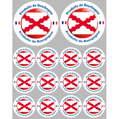 Planche Produits de Bourgogne - 2fois 10cm, 12fois 5cm - Sticker/autoc