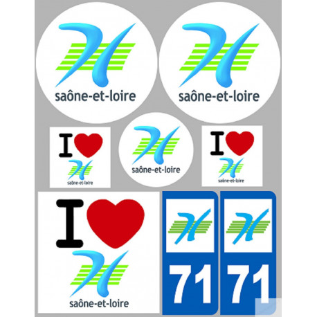 Saône et Loire (8 autocollants variés) - Autocollant(sticker)