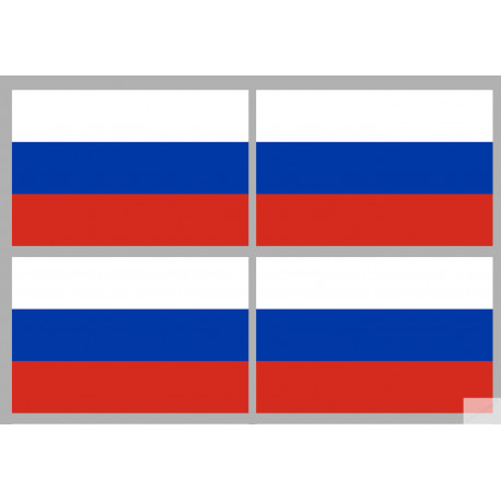 Drapeau Russie (4 fois 9.5x6.3cm) - Autocollant(sticker)