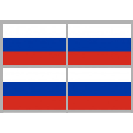 Drapeau Russie (4 fois 9.5x6.3cm) - Autocollant(sticker)