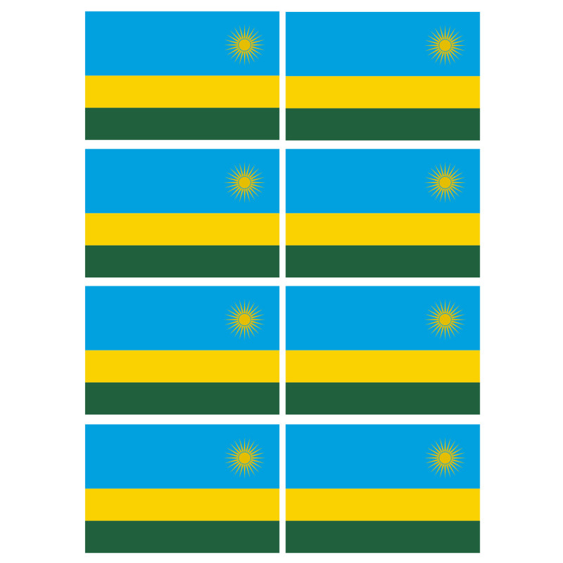 Drapeau Rwanda (8 fois 9.5x6.3cm) - Sticker/autocollant