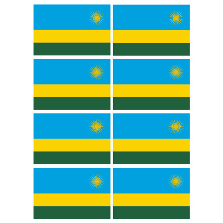 Drapeau Rwanda (8 fois 9.5x6.3cm) - Sticker/autocollant