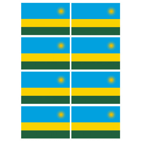 Drapeau Rwanda (8 fois 9.5x6.3cm) - Autocollant(sticker)