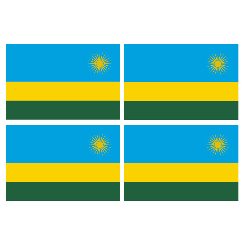 Drapeau Rwanda (4 fois 9.5x6.3cm) - Sticker/autocollant