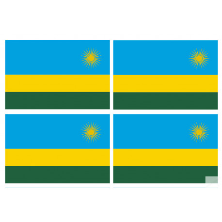 Drapeau Rwanda (4 fois 9.5x6.3cm) - Autocollant(sticker)