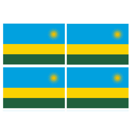 Drapeau Rwanda (4 fois 9.5x6.3cm) - Sticker/autocollant