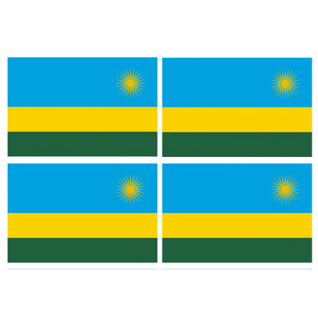 Drapeau Rwanda (4 fois 9.5x6.3cm) - Autocollant(sticker)