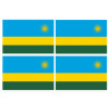 Drapeau Rwanda (4 fois 9.5x6.3cm) - Autocollant(sticker)