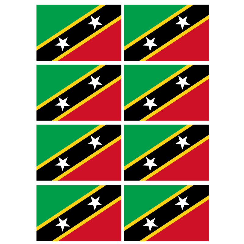 Drapeau Saint-Christophe-et-Niévès (8 fois 9.5x6.3cm) - Sticker/auto