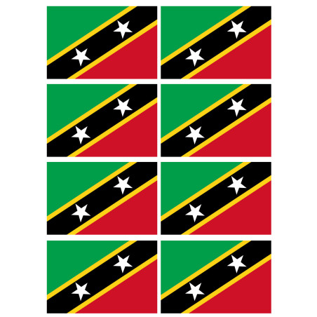 Drapeau Saint-Christophe-et-Niévès (8 fois 9.5x6.3cm) - Sticker/auto