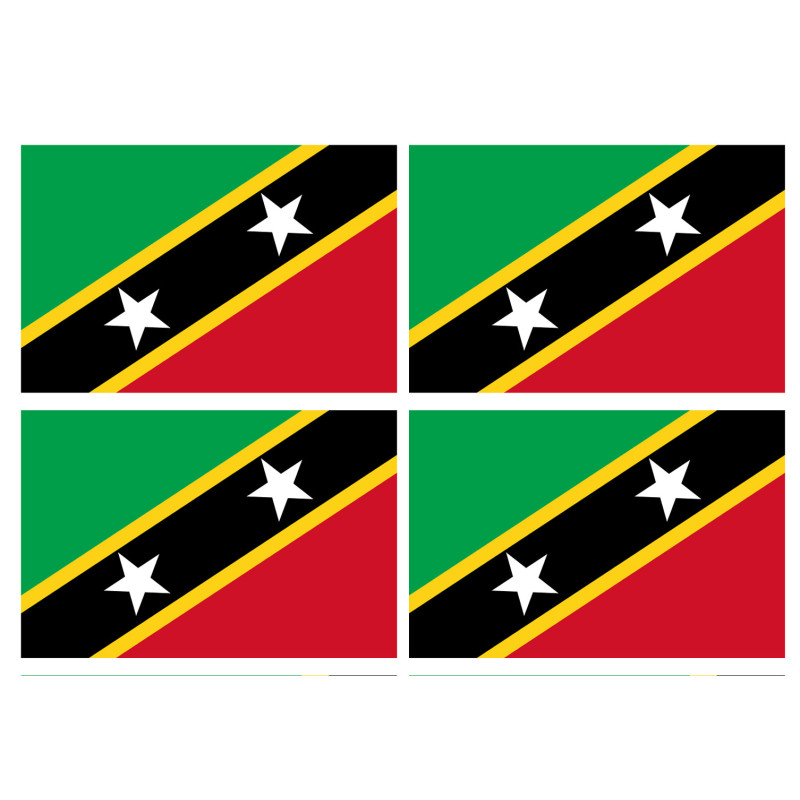 Drapeau Saint-Christophe-et-Niévès (4 fois 9.5x6.3cm) - Sticker/auto