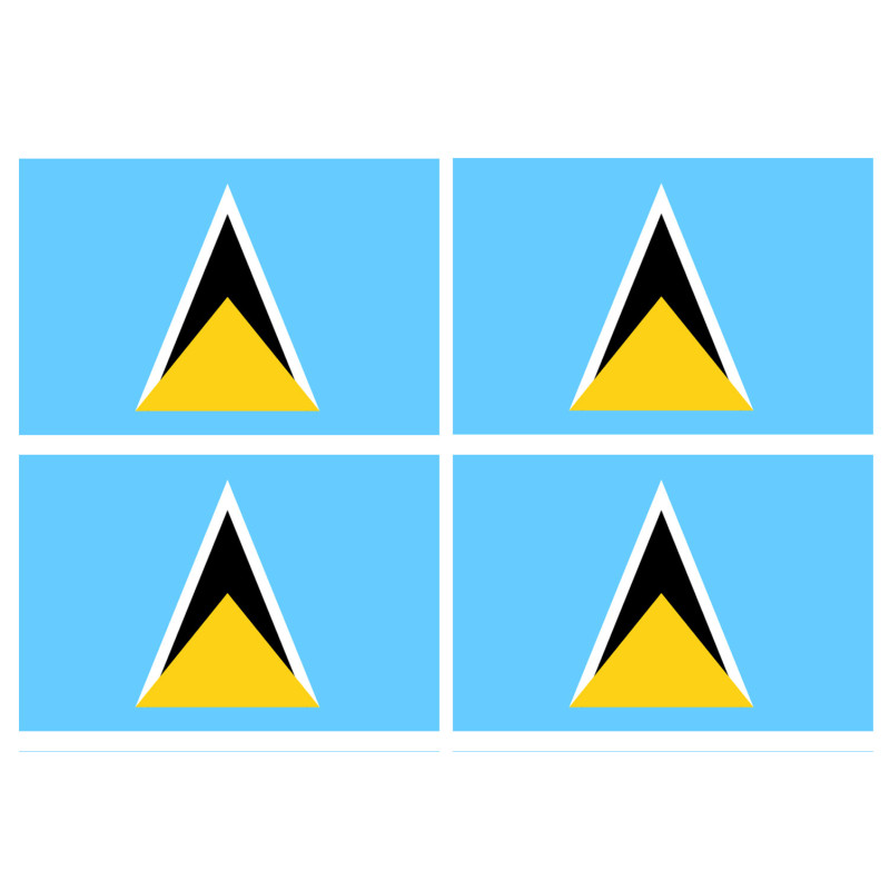 Drapeau Sainte-Lucie (4 fois 9.5x6.3cm) - Sticker/autocollant