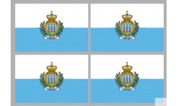 Drapeau Saint-Marin (4 fois 9.5x6.3cm) - Autocollant(sticker)