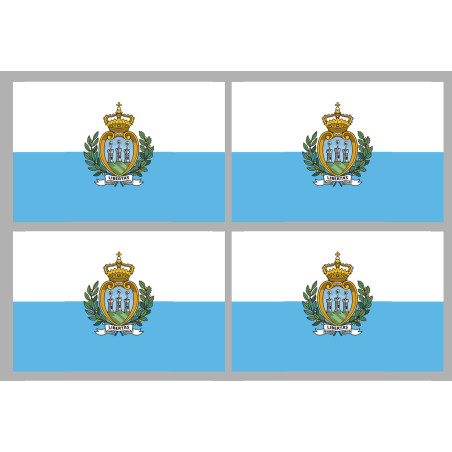 Drapeau Saint-Marin (4 fois 9.5x6.3cm) - Sticker/autocollant