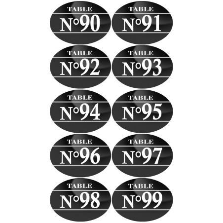Numéros table de restaurant de 90 à 99 (10 fois 5x3.5cm) - Sticker/a