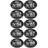 Numéros table de restaurant de 60 à 69 (10 fois 5x3.5cm) - Sticker/a