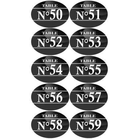 Numéros table de restaurant de 50 à 59 (10 fois 5x3.5cm) - Sticker/a