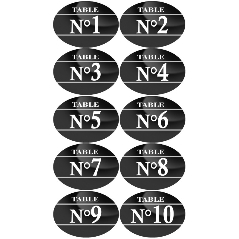 Numéros table effet galet 1 à 10 (10 fois env.6/7cm de diamètre) - 