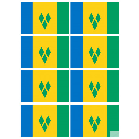 Saint-Vincent-et-les-Grenadines (8 fois 9.5x6.3cm) - Autocollant(sticker)