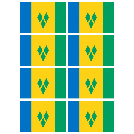 Saint-Vincent-et-les-Grenadines (8 fois 9.5x6.3cm) - Autocollant(sticker)