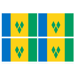 Saint-Vincent-et-les-Grenadines (4 fois 9.5x6.3cm) - Sticker/autocolla