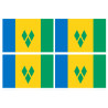 Saint-Vincent-et-les-Grenadines (4 fois 9.5x6.3cm) - Sticker/autocolla