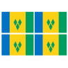 Saint-Vincent-et-les-Grenadines (4 fois 9.5x6.3cm) - Autocollant(sticker)